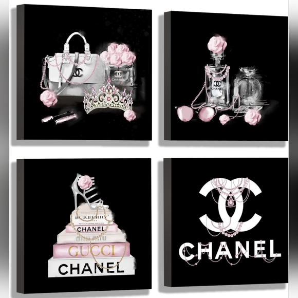 Designer Inspired 4pc Wall Art Black White 10x10 (4 Pc. Set) NWT